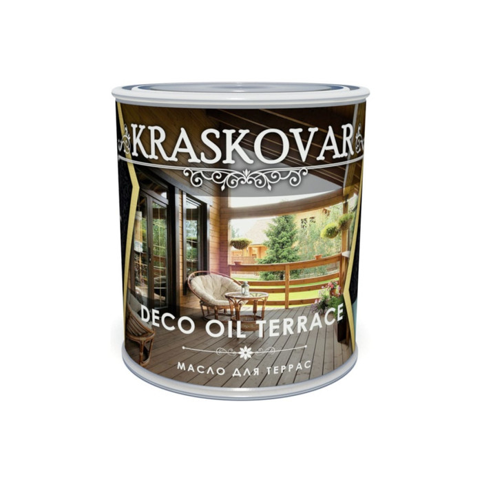 Масло для террас Kraskovar Deco Oil Terrace туманный лес, 0.75 л 1277 фото 2