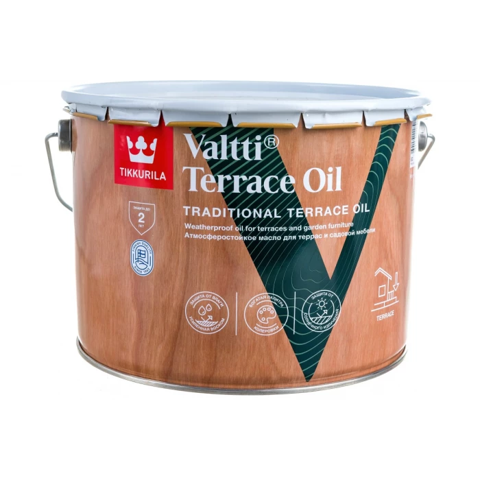 Масло TIKKURILA VALTTI TERRACE OIL для террас и садовой мебели, бесцветный 9л 700010365