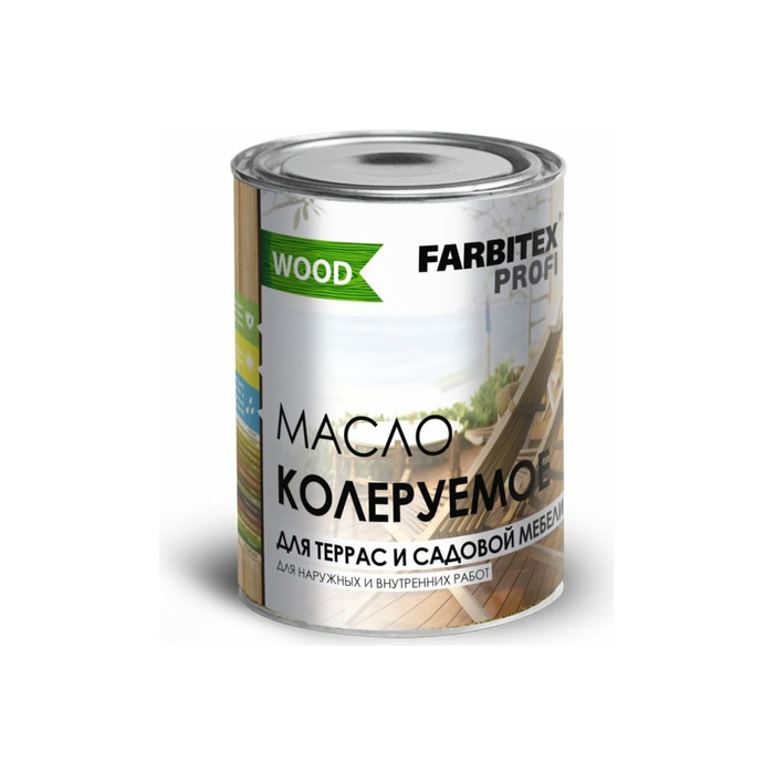 Колеруемое масло для террас и садовой мебели FARBITEX белый, 0.45 л 4300011015