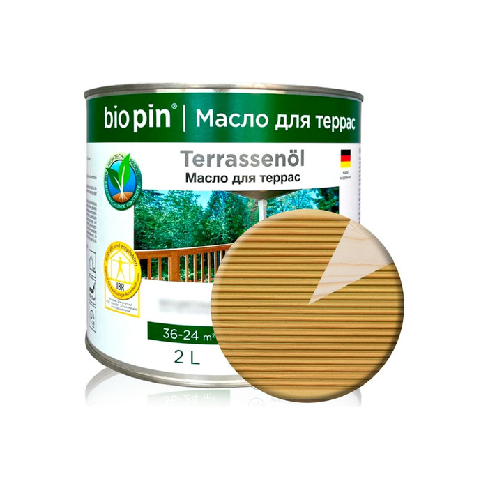 Масло для террас BIO PIN 4010 Terrassenol в цвете Пшеничный (2083) 2 л 40105C101 фото 2
