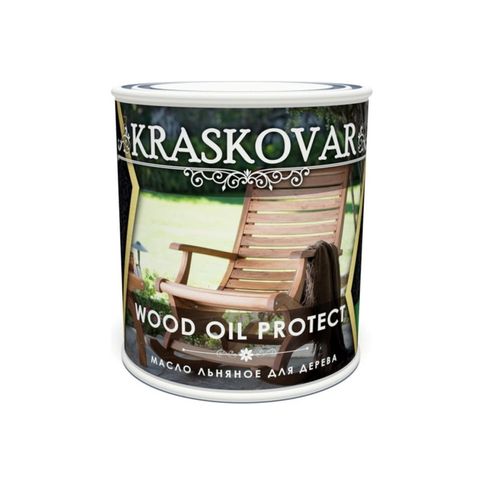 Льняное масло для дерева Kraskovar Wood Oil Protect 0,75 л 1245 фото 3