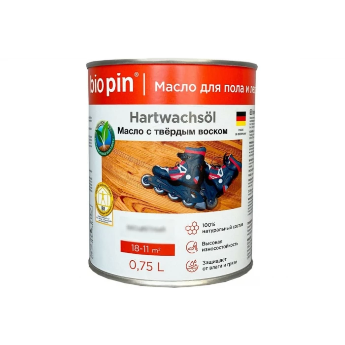 Масло для пола с твердым воском BIO PIN 1910 Hartwachsol в цвете ПРОЗРАЧНЫЙ ЖЕЛТО-КОРИЧНЕВЫЙ 0.75 л 19101F102