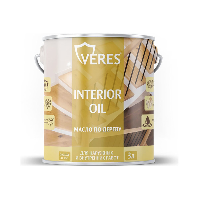 Масло для дерева VERES interior oil, 3 л, бесцветное 255527