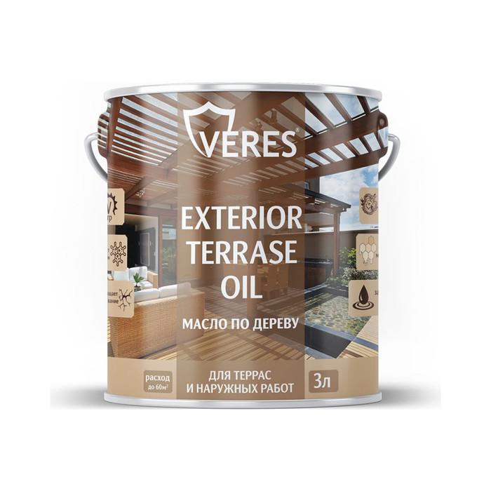 Масло для дерева VERES exterior terrase oil, 3 л, тик 255549