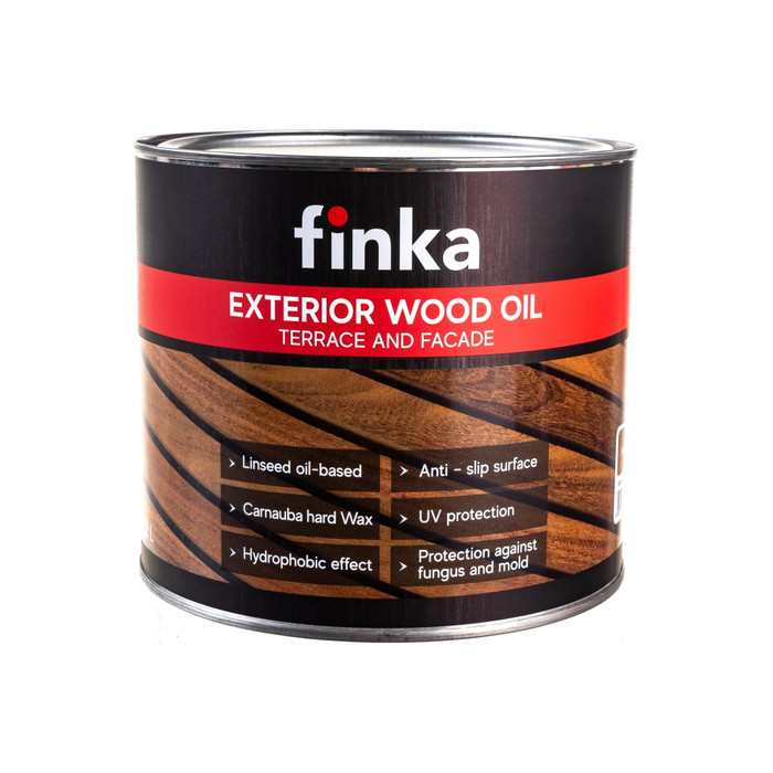 Масло для террас и фасадов Finka Exterior Wood Oil для внутренних и наружных работ, льняная основа, лесной орех (Нazelnut), 2.2 л FO-22H