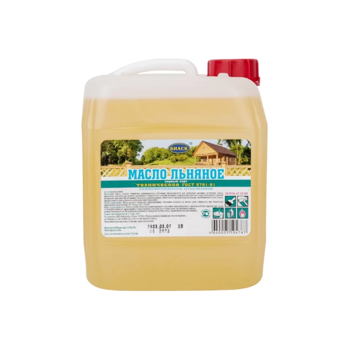 Льняное техническое рафинированное отбеленное масло БИАСК ГОСТ 5791-81 3 л 03.2.02.09.05.02.00