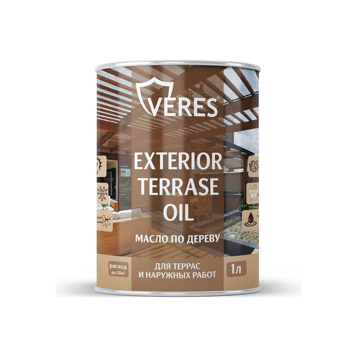Масло для дерева VERES exterior terrase oil, 1 л, белое 255540