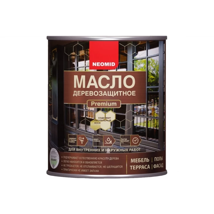 Деревозащитное масло Neomid Premium 0.75 л, красное дерево Н-маслоPrem-0,75/КрДер