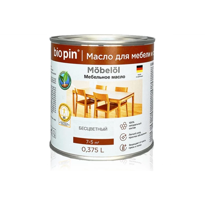Масло для мебели BIO PIN 0950 Mobell бесцветное 0,375 л 09500