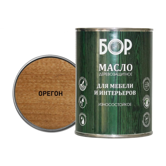 Деревозащитное масло для мебели и интерьеров Бор орегон, банка 0,64 кг 4690417074297