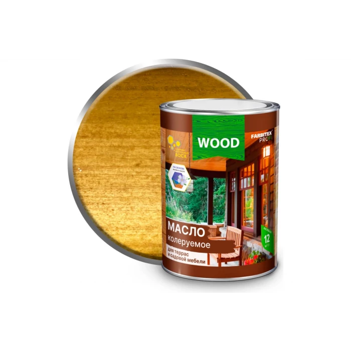 Колеруемое масло для террас и садовой мебели FARBITEX (калужница; 0.9 л) 4300005043