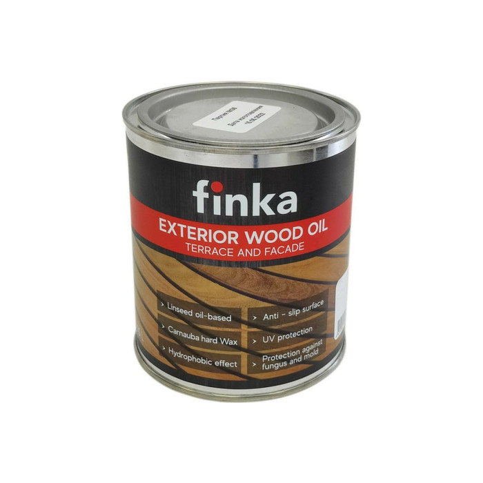 Масло для террас и фасадов Finka Exterior Wood Oil для внутренних и наружных работ, льняная основа,  легкий серый (Light grey), 0.75 л FO-075LG