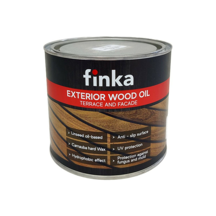 Масло для террас и фасадов Finka Exterior Wood Oil для внутренних и наружных работ, льняная основа, реддиш браун (Reddish brown), 2.2 л FO-22RB