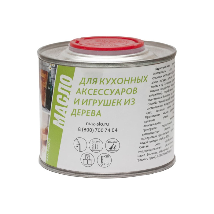 Масло для кухонных аксессуаров и игрушек из дерева MAZ-SLO цвет Снег 0.35л 8071385 фото 2