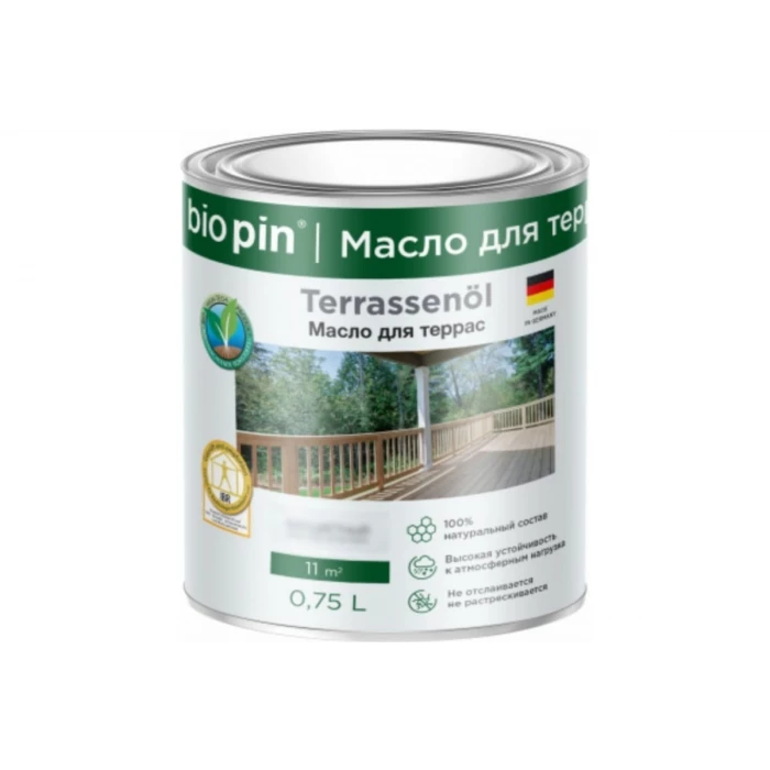 Масло для террас BIO PIN 4010 Terrassenol в цвете МОРЕНЫЙ ДУБ 0,75 л 40101C104