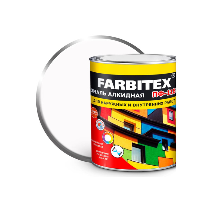 Алкидная эмаль FARBITEX ПФ-115 (белый; 1.8 кг) 4300004202