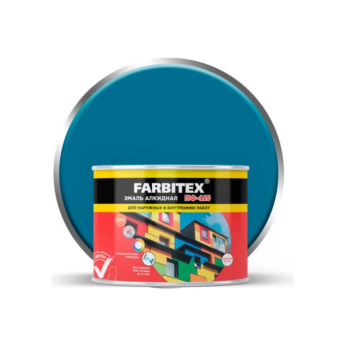 Алкидная эмаль FARBITEX ПФ-115 (голубой; 0.4 кг) 4300009076