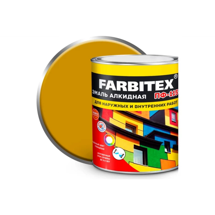 Алкидная эмаль FARBITEX ПФ-115 (желтый; 0.4 кг) 4300009079