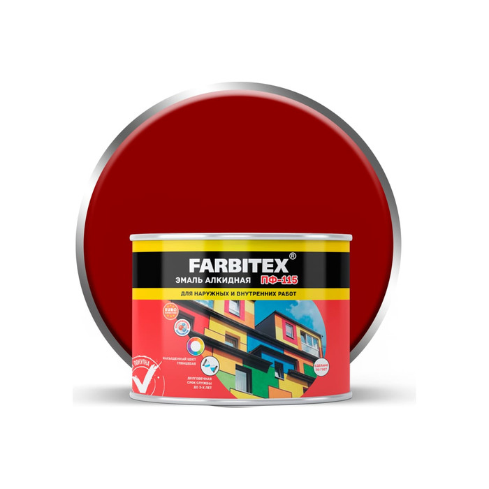 Алкидная эмаль FARBITEX ПФ-115 (красный; 0.4 кг) 4300009082