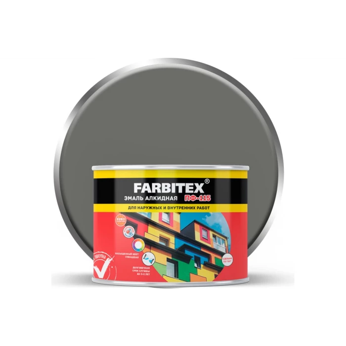 Алкидная эмаль FARBITEX ПФ-115 (светло-серый; 0.4 кг) 4300009077