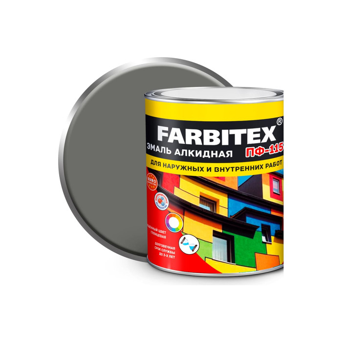 Алкидная эмаль FARBITEX ПФ-115 (светло-серый; 2.7 кг) 4300001657