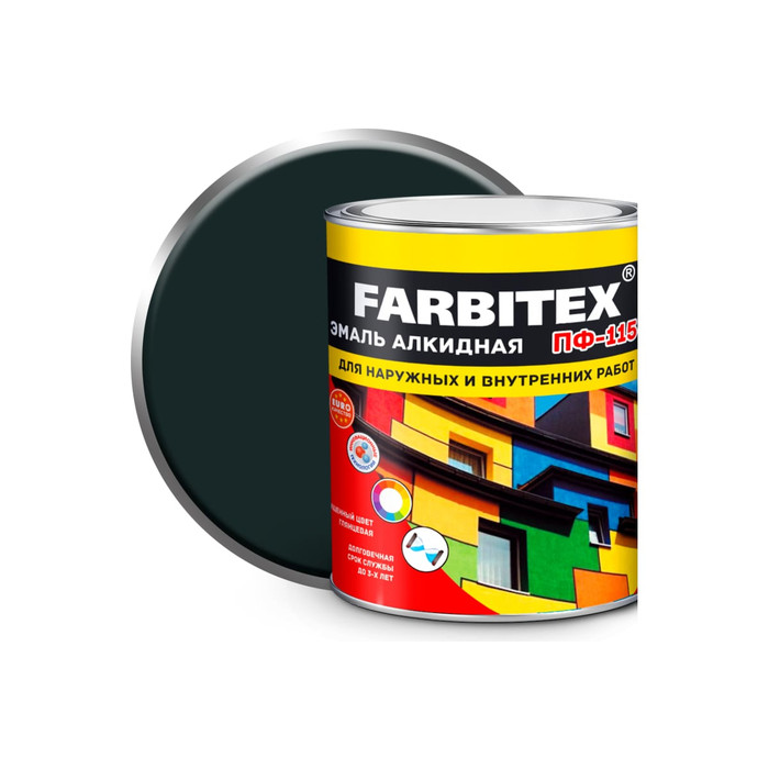Алкидная эмаль FARBITEX ПФ-115 (темно-серый; 2.7 кг) 4300004387