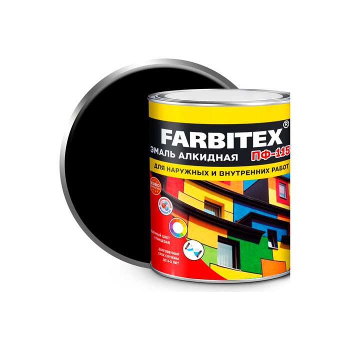 Алкидная эмаль FARBITEX ПФ-115 (черный; 2.7 кг) 4300001611