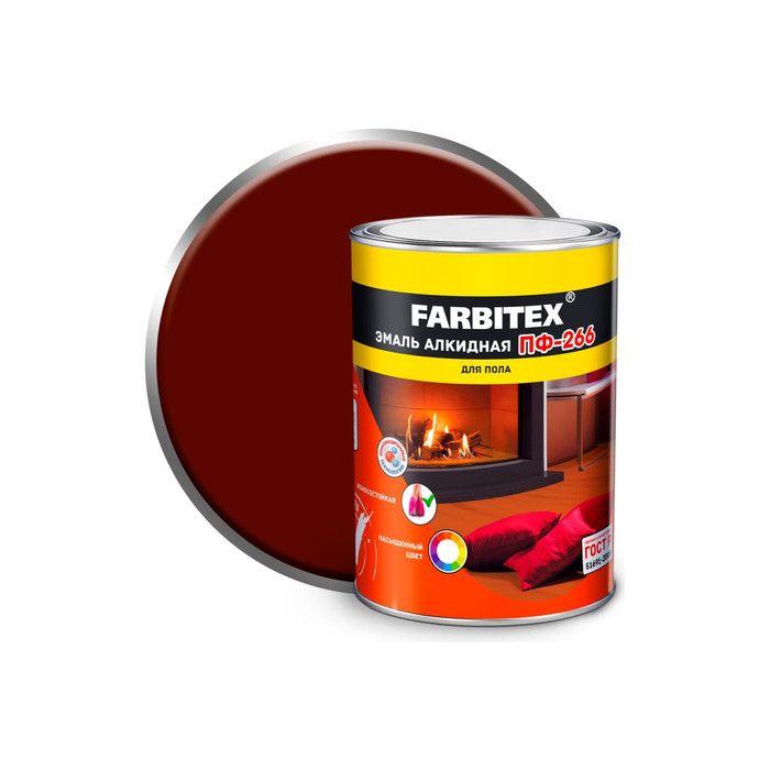 Алкидная эмаль FARBITEX ПФ-266 (красно-коричневый; 0.8 кг) 4300005988