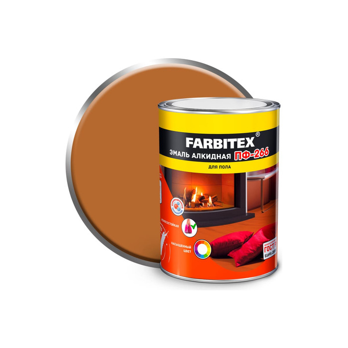 Алкидная эмаль FARBITEX ПФ-266 светлый орех, 0.8 кг 4300011425