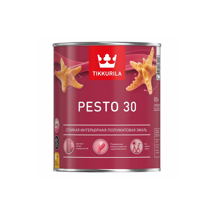 Алкидная эмаль TIKKURILA PESTO 30 база с п/мат. 0,9 л 22196