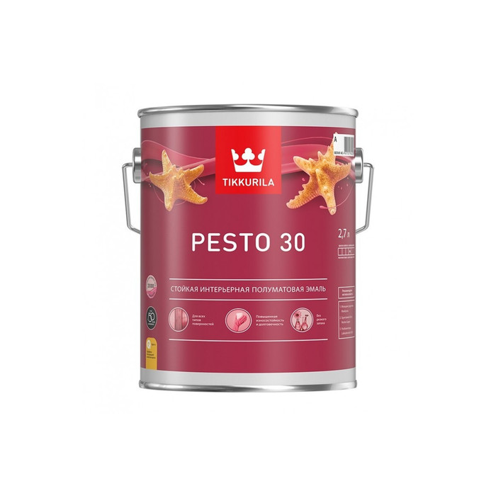 Алкидная эмаль TIKKURILA PESTO 30 база с п/мат. 2,7 л 22197