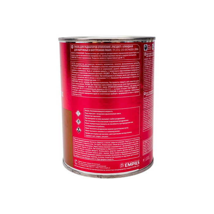 Алкидная эмаль Расцвет для радиаторов отопления, для наружных и внутренних работ, белая, 1 кг 10479 фото 3