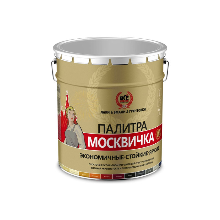 Алкидно-уретановая грунт-эмаль 3 в 1 Москвичка (желтая; 20 кг) 4620105770347