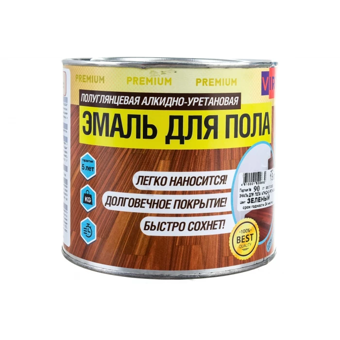 Алкидно-уретановая эмаль для пола VIRTUOSO PREMIUM зеленая 1,9кг 11595980