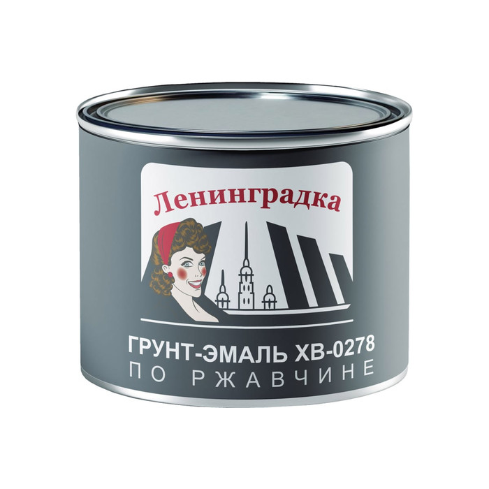 Антикоррозийная грунт-эмаль по металлу Ленинградка ХВ-0278 20 кг, красный 1171