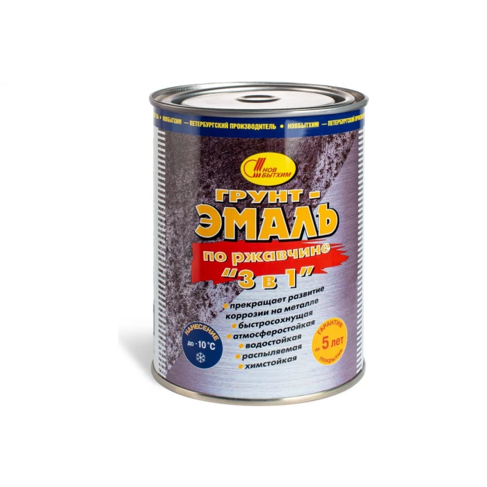 Грунт-эмаль по ржавчине 3в1 НОВБЫТХИМ красная, 3 л 788