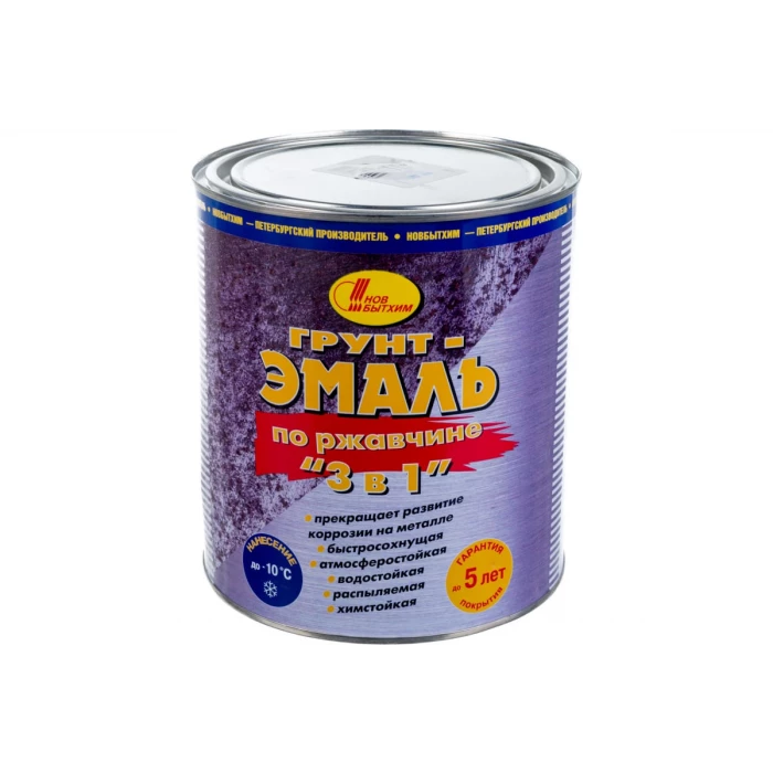 Грунт-эмаль по ржавчине 3в1 НОВБЫТХИМ серая, 3 л 575