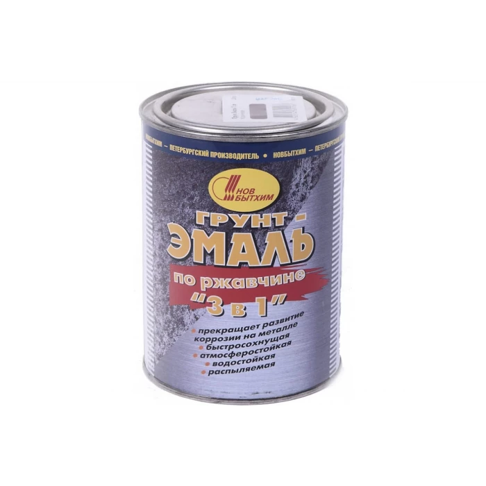 Грунт-эмаль по ржавчине 3в1 НОВБЫТХИМ черная 1 л 554