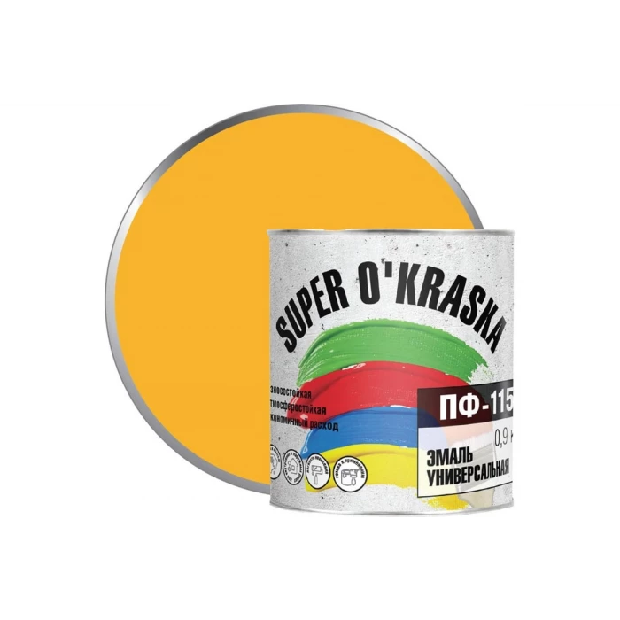 Эмаль super maler ПФ-115 Желтый 0,9кг Лк-00005649