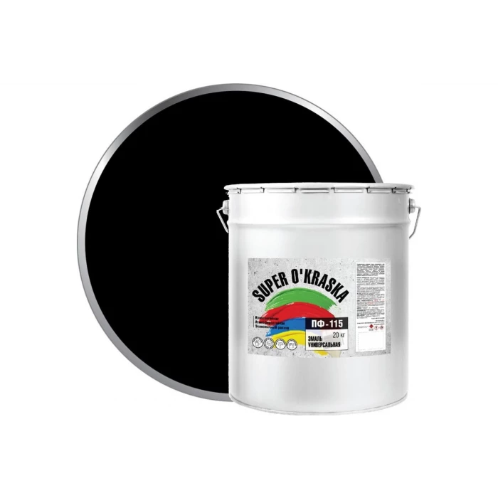 Эмаль super maler ПФ-115 Черный 20кг Лк-00005664