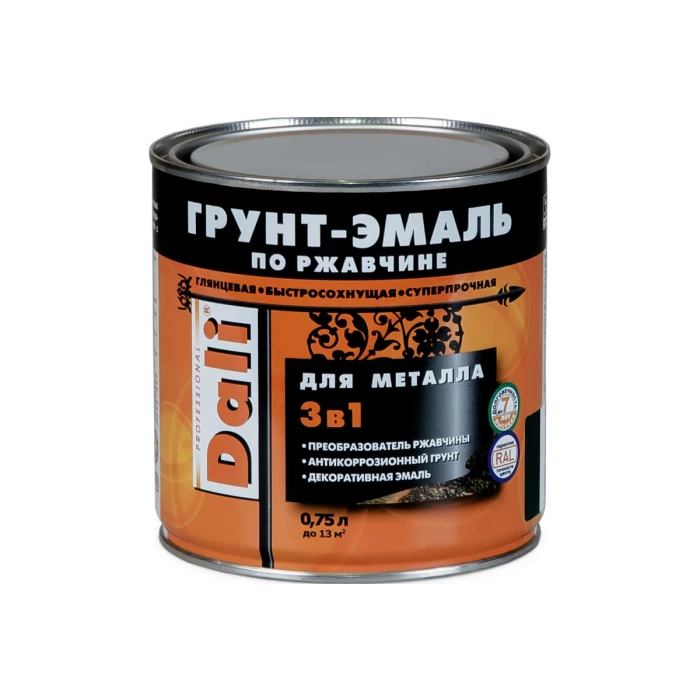 Грунт-эмаль по ржавчине Dali 3 в 1 красная RAL 3001 0.75 л 6 41766