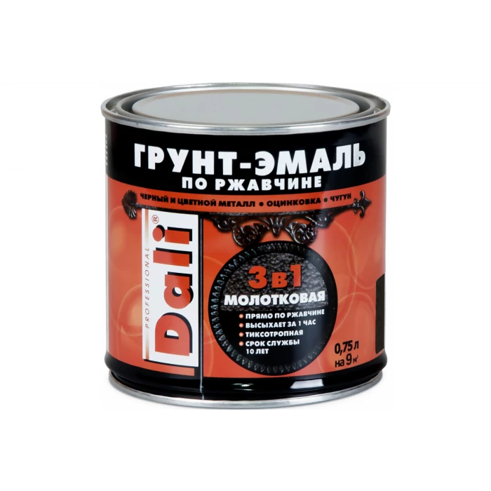 Грунт-эмаль по ржавчине Dali 3 в 1 молотковая золотистая 0.75 л 6 135301