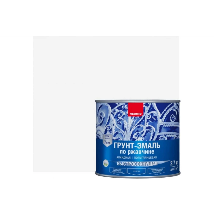Быстросохнущая грунт-эмаль 3в1 Neomid белый 2.7 кг Н-FdCoat-2,7/бел