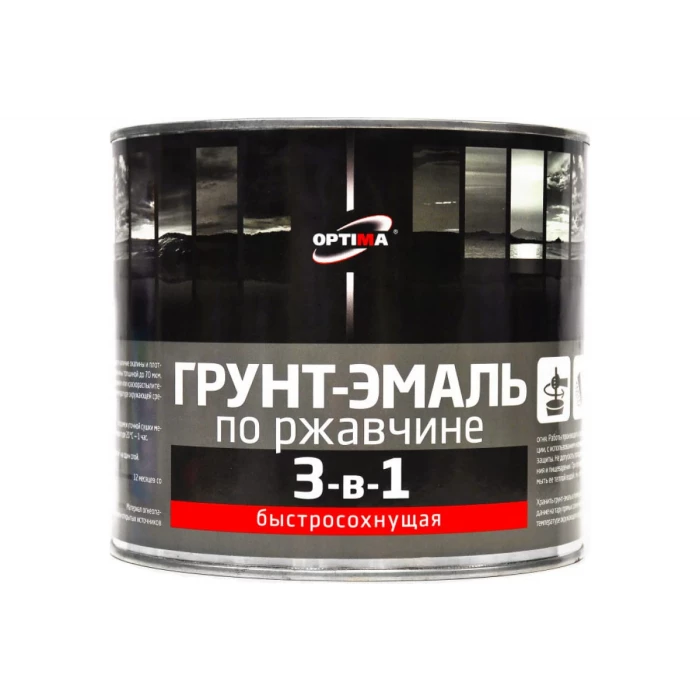 Быстросохнущая грунт-эмаль OPTIMA 3 в 1 1,7кг черная 11598022