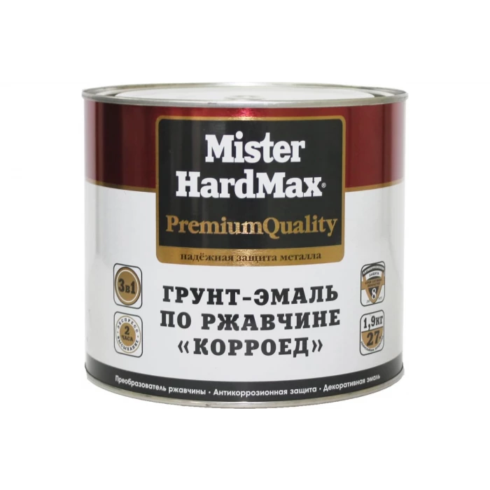 Грунт-эмаль по ржавчине HardMax Корроед черная, банка 1.9 кг 4690417070954