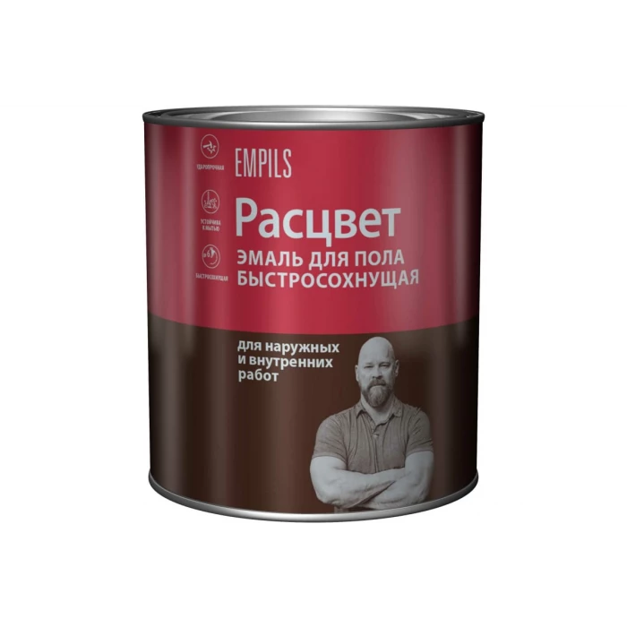Эмаль для пола Расцвет быстросохнущая, желто-коричневая, 1.9 кг 66019