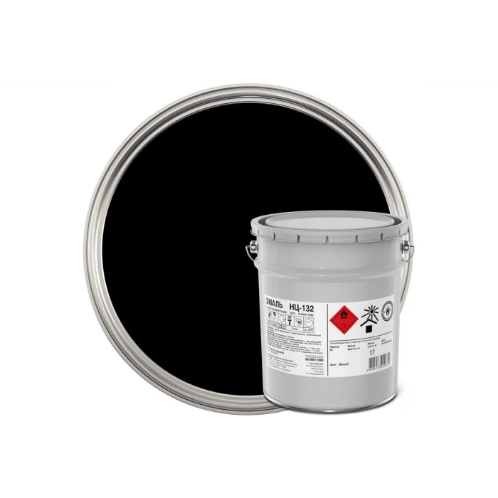 Быстросохнущая нитраэмаль ЯРОСЛАВСКИЕ КРАСКИ НЦ-132К глянцевая черная, ведро 16 кг 4605.3