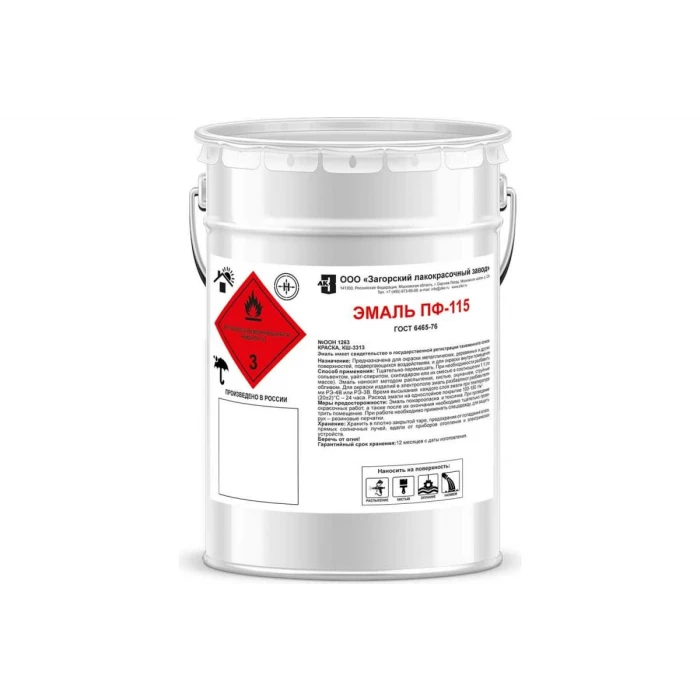 Эмаль ЗАГОРСКИЙ ЛАКОКРАСОЧНЫЙ ЗАВОД ПФ-115 белая 5 кг ZLK05362