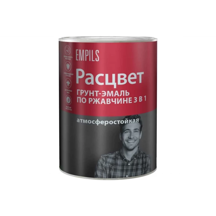 Грунт-эмаль по ржавчине Расцвет алкидная, белая, 0.9 кг 65172