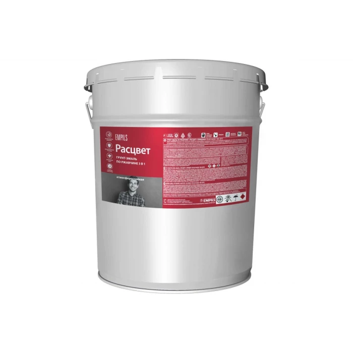 Грунт-эмаль по ржавчине Расцвет алкидная, белая, 17 кг 65655